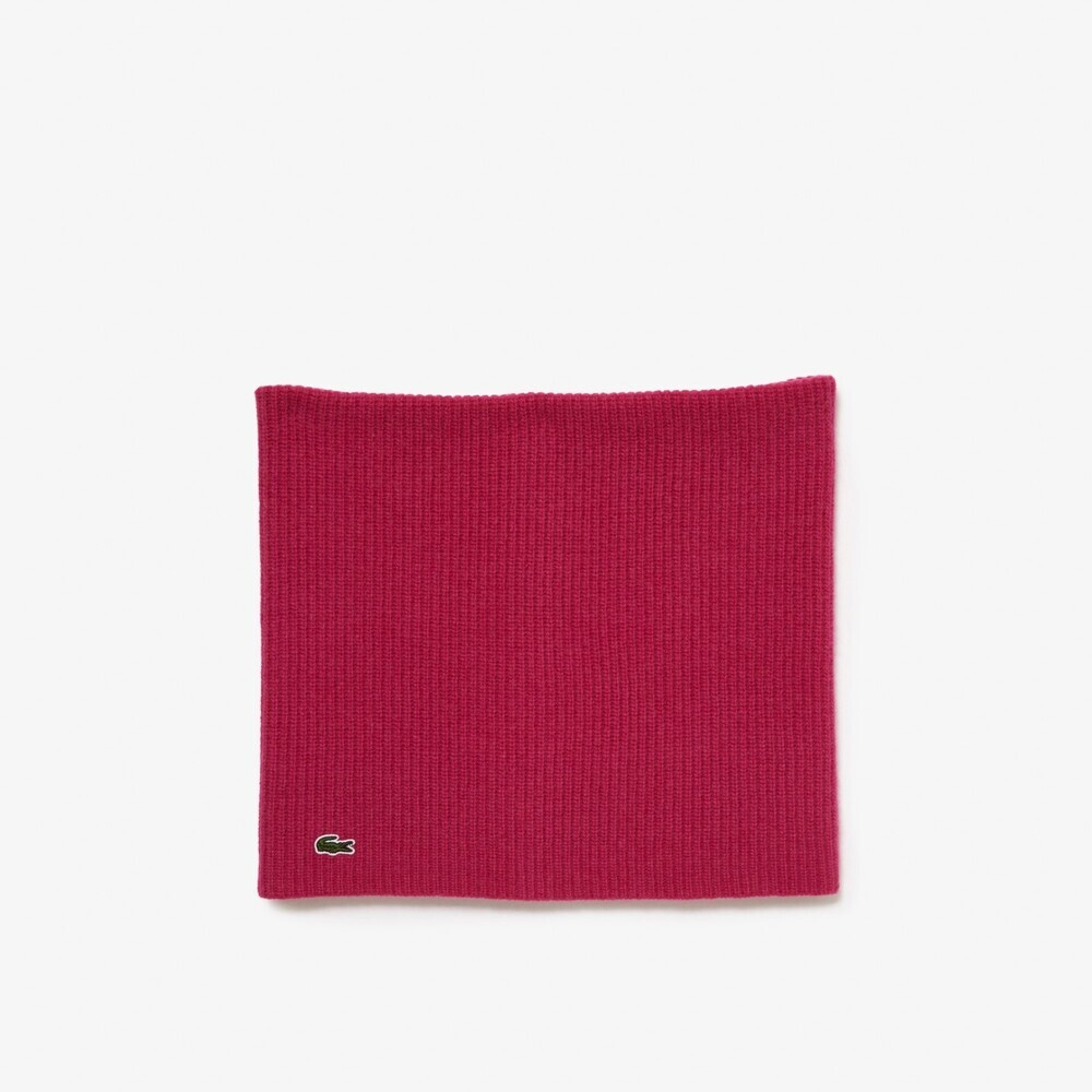 Lacoste RE0802-SQI Scarf Unisex One Size Spinel Cashmere Blend Rib-Knit RED870